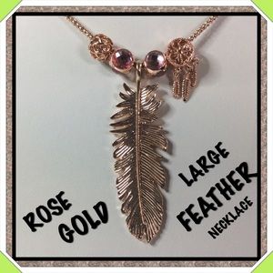 🆕✅ ROSE GOLD LARGE FEATHER STATEMENT NECKLACE
